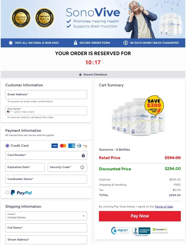 SonoVive  order_page